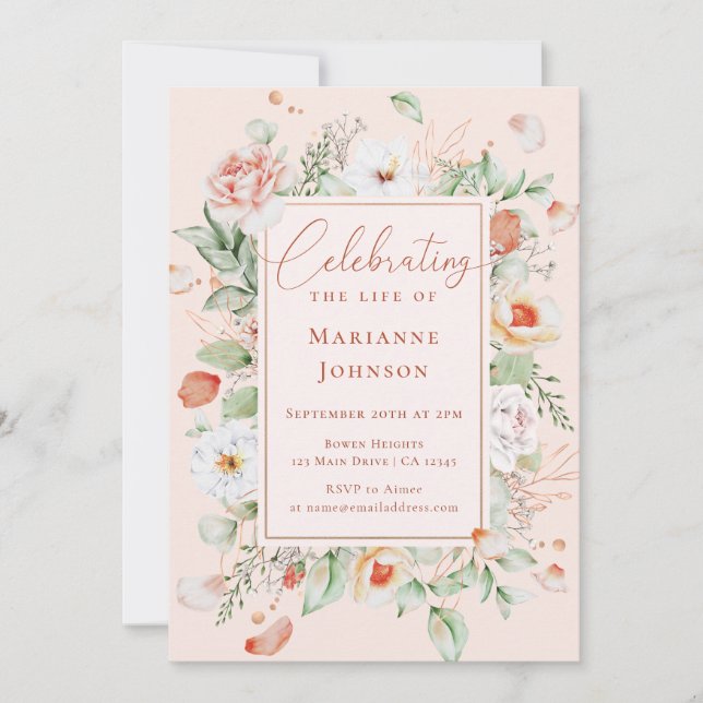 Invitación Elegante celebración floral conmemorativa de la vi (Anverso)
