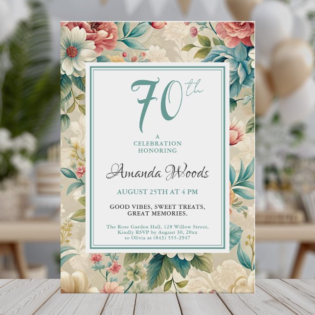 Invitación Elegante celebración floral de cumpleaños número 7 (Subido por el creador)