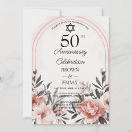 Invitación Elegante Celebración Floral del 50 Aniversario de 