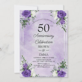 Invitación Elegante Celebración Floral del 50 Aniversario de 