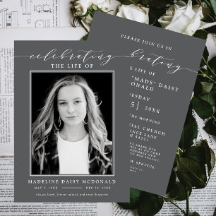 INVITACIÓN ELEGANTE CELEBRACIÓN FOTOGRÁFICA DEL FUNERAL MEMOR
