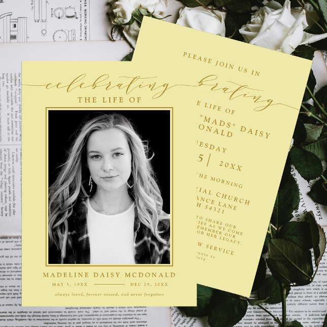 INVITACIÓN ELEGANTE CELEBRACIÓN FOTOGRÁFICA DEL FUNERAL MEMOR (Subido por el creador)
