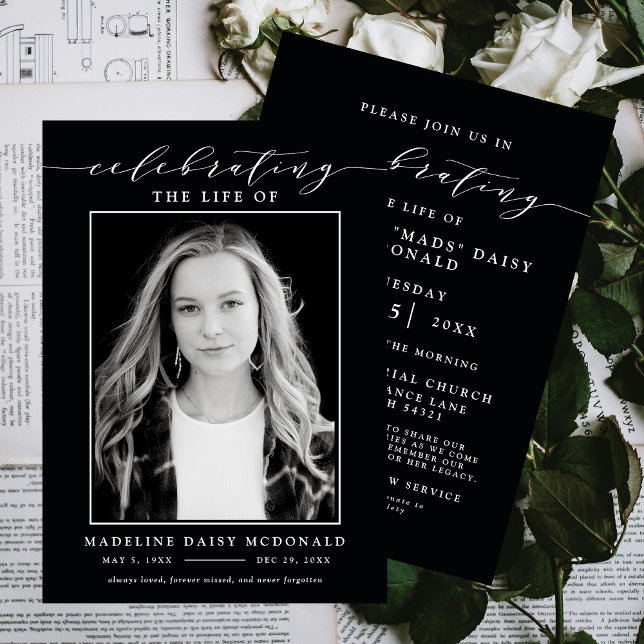 INVITACIÓN ELEGANTE CELEBRACIÓN FOTOGRÁFICA DEL FUNERAL MEMOR (Subido por el creador)