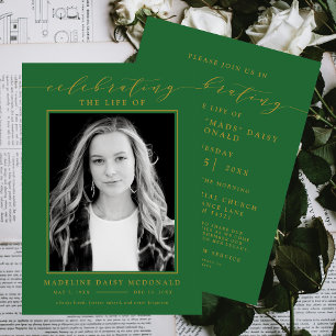 INVITACIÓN ELEGANTE CELEBRACIÓN FOTOGRÁFICA DEL FUNERAL MEMOR