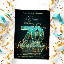 Invitación Elegante celebración Verde azulada y de oro de los