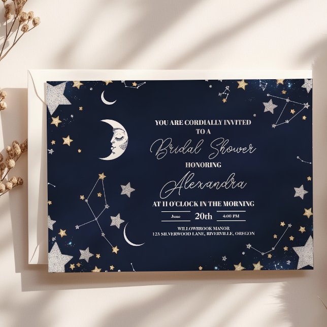 Invitación Elegante Celestial Crescent Moon Bridal Shower (Subido por el creador)
