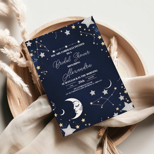 Invitación Elegante Celestial Crescent Moon Bridal Shower (Subido por el creador)