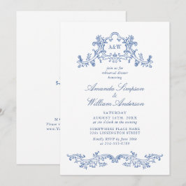 Invitación Elegante cena barroca de estilo clásico azul turqu