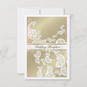 Invitación Elegante cena Boda blanco de pavo real floral