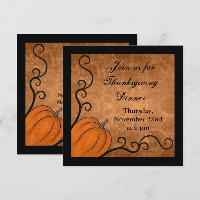 Invitación Elegante cena de Acción de Gracias (Anverso / Reverso)