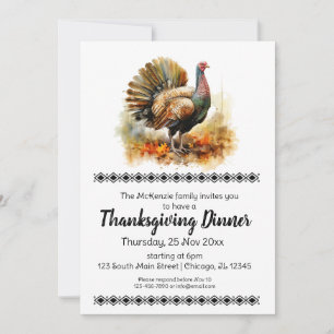 Invitación Elegante cena de Acción de Gracias