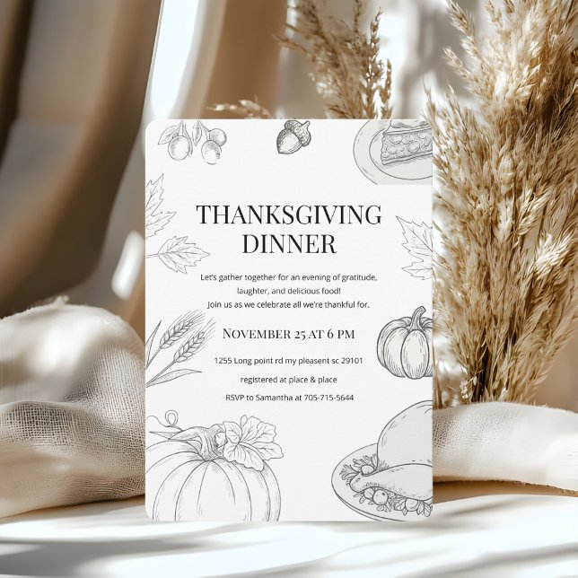Invitación Elegante cena de Acción de Gracias a mano (Subido por el creador)