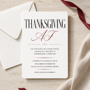 Invitación Elegante cena de Acción de Gracias AF familiar