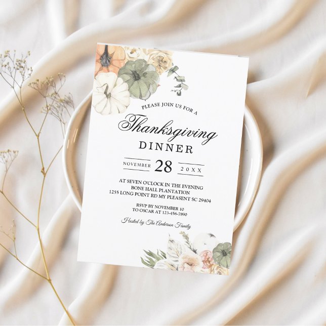 Invitación Elegante cena de Acción de Gracias de Caída (Subido por el creador)
