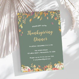 Invitación Elegante cena de Acción de Gracias de Fall Sage