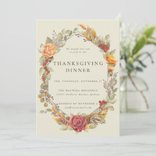 Invitación Elegante cena de Acción de Gracias en la frontera 