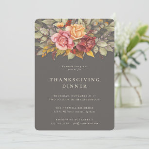 Invitación Elegante cena de Acción de Gracias en la frontera