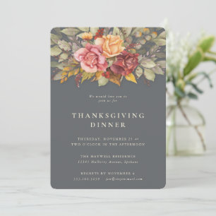 Invitación Elegante cena de Acción de Gracias en la frontera