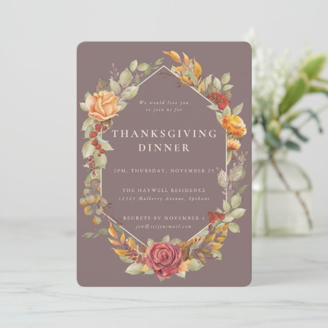 Invitación Elegante cena de Acción de Gracias en la frontera  (Anverso de pie)