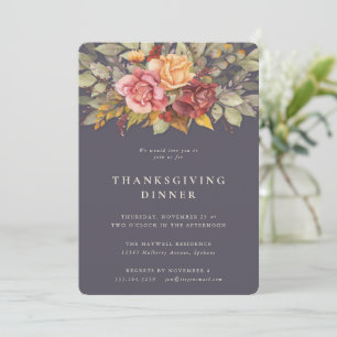 Invitación Elegante cena de Acción de Gracias en la frontera 