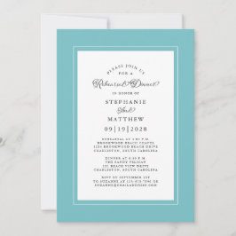 Invitación Elegante cena de Aqua y Boda Blanco