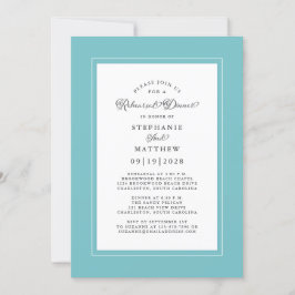 Invitación Elegante cena de Aqua y Boda Blanco