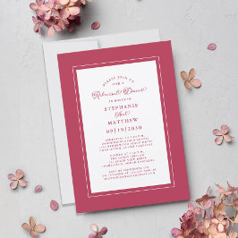 Invitación Elegante cena de Boda blanco rojo magenta