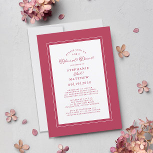 Invitación Elegante cena de Boda blanco rojo magenta