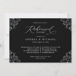 Invitación Elegante cena de Boda blanco y negro