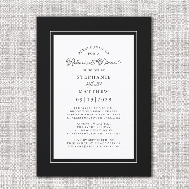 Invitación Elegante cena de Boda blanco y negro (Subido por el creador)