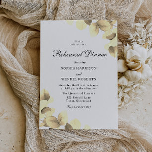Invitación Elegante cena de Boda con hojas de oro