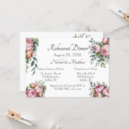 Invitación Elegante cena de Boda de flores de Peonia
