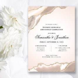Invitación Elegante cena de Boda de Rubor Agate