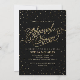 Invitación Elegante cena de Boda negro y oro