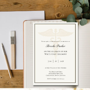 Invitación Elegante cena de ceremonia de bata blanca de marfi