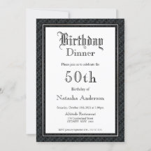 Elegante cena de cumpleaños 50 en blanco y negro