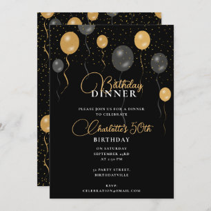 Invitación Elegante Cena de cumpleaños de los Globos de Oro y