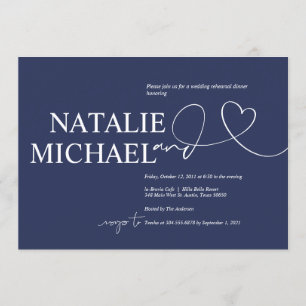 Invitación Elegante cena de ensayo Boda de minimalismo de la 