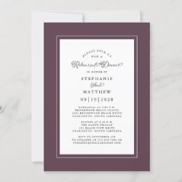 Invitación Elegante cena de ensayo Boda púrpura