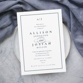 Invitación Elegante cena de ensayo de boda azul marino