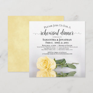 Invitación Elegante cena de ensayo de boda con rosa amarilla
