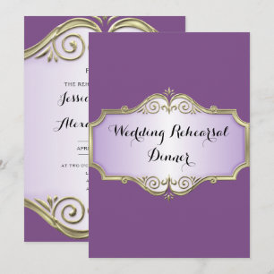 Invitación Elegante Cena de Ensayo de Boda de Seda Antigua