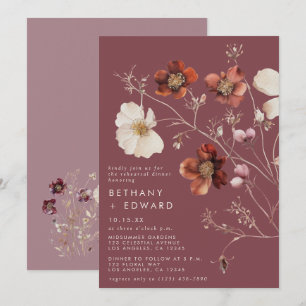 Invitación Elegante cena de ensayo de otoño con flores de mal
