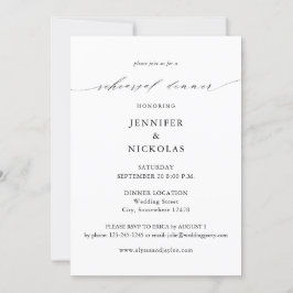 Invitación Elegante cena de ensayo en blanco y negro