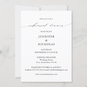 Invitación Elegante cena de ensayo en blanco y negro