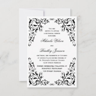 Invitación Elegante cena de ensayo en blanco y negro