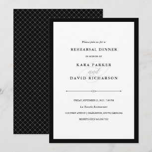 Invitación Elegante   Cena de ensayo en blanco y negro