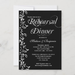 Invitación Elegante cena de ensayo en blanco y negro