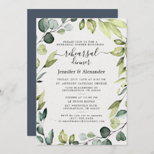 Invitación Elegante cena de ensayo eucalipto verde