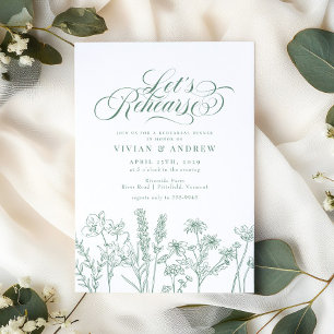 Invitación Elegante cena de ensayo verde de la primavera de l